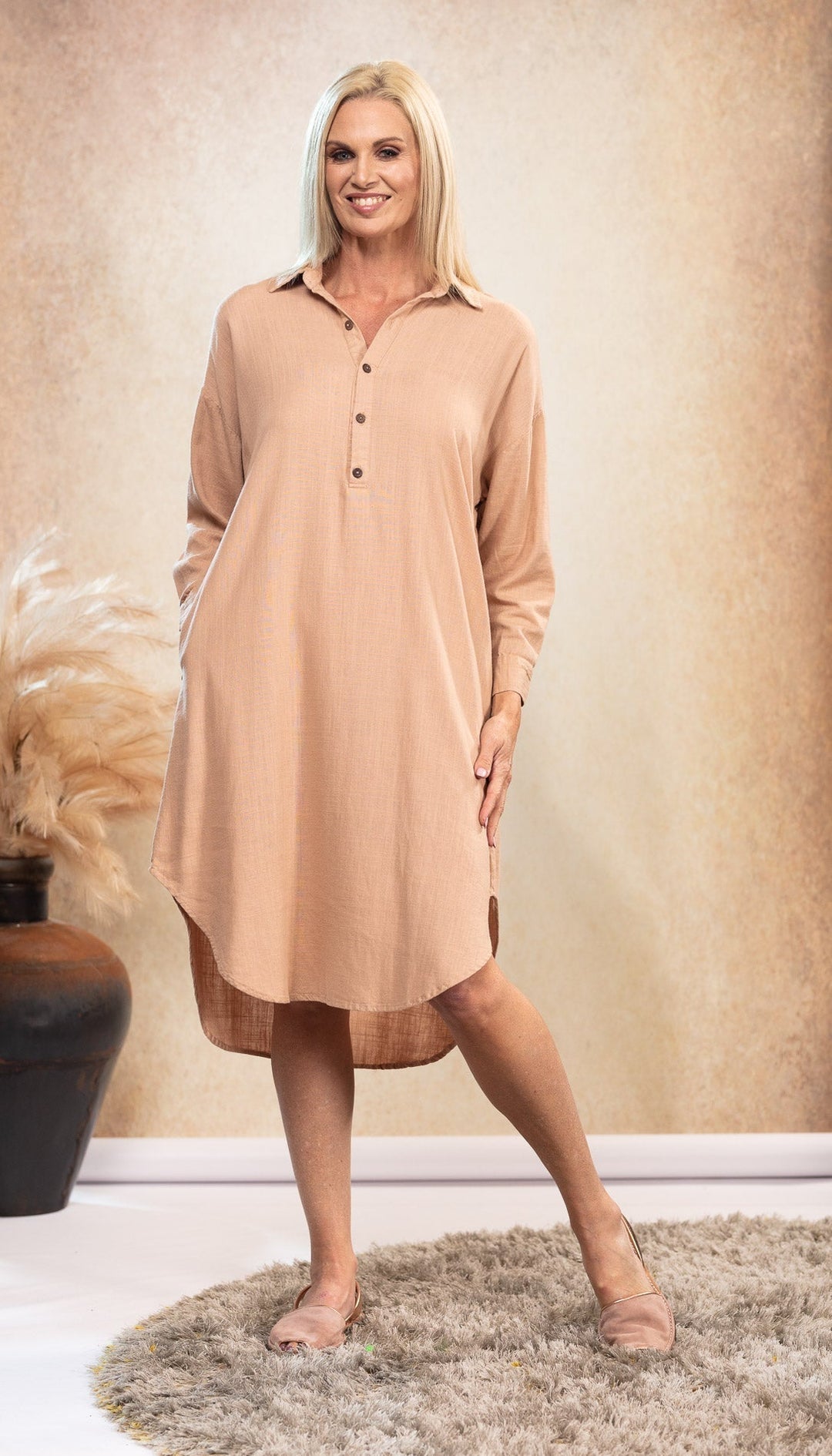 Sara | Dusk Linen Shirt Dress