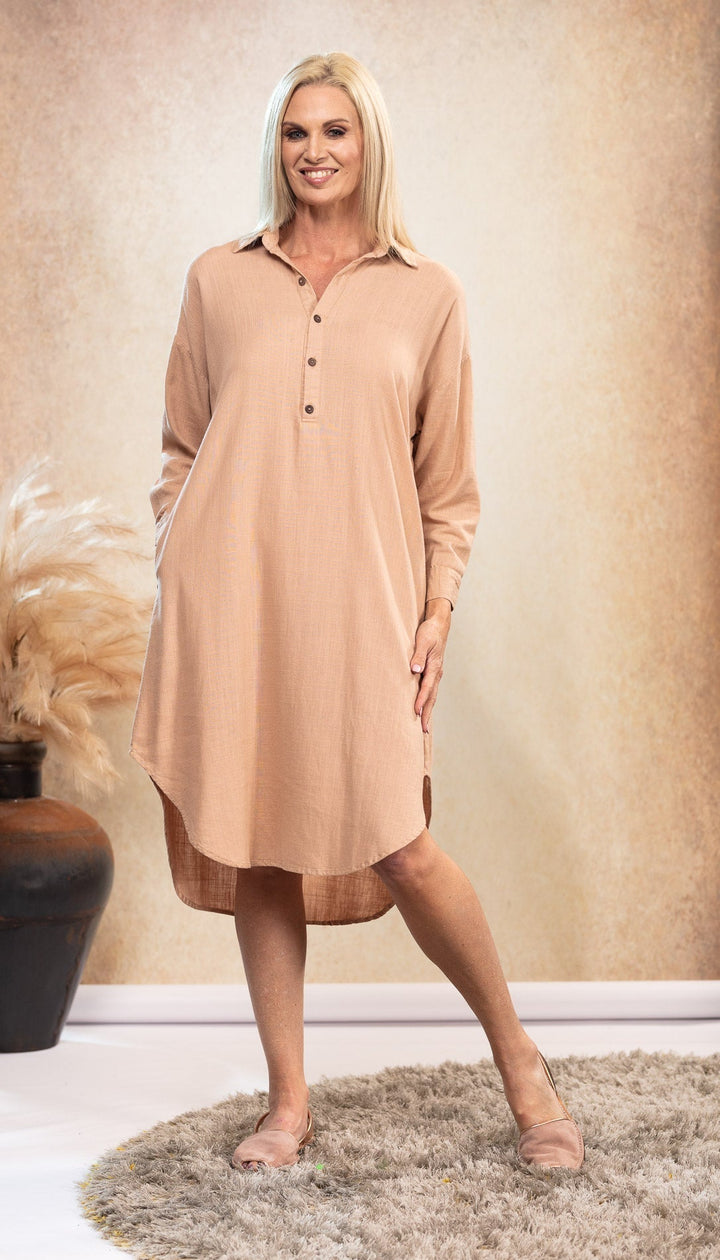 Sara | Dusk Linen Shirt Dress