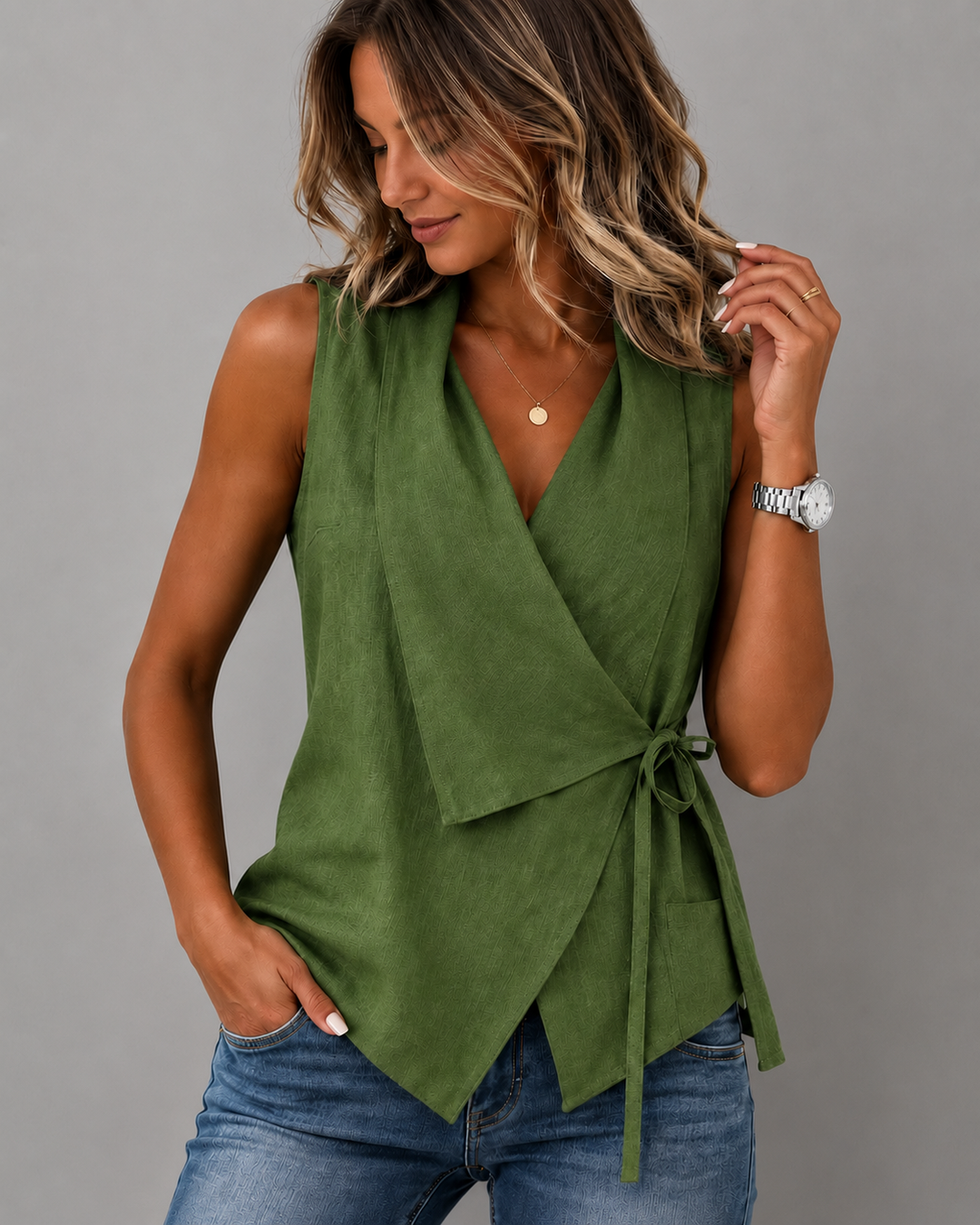 Cove | Sleeveless Wrap Tie Blouse