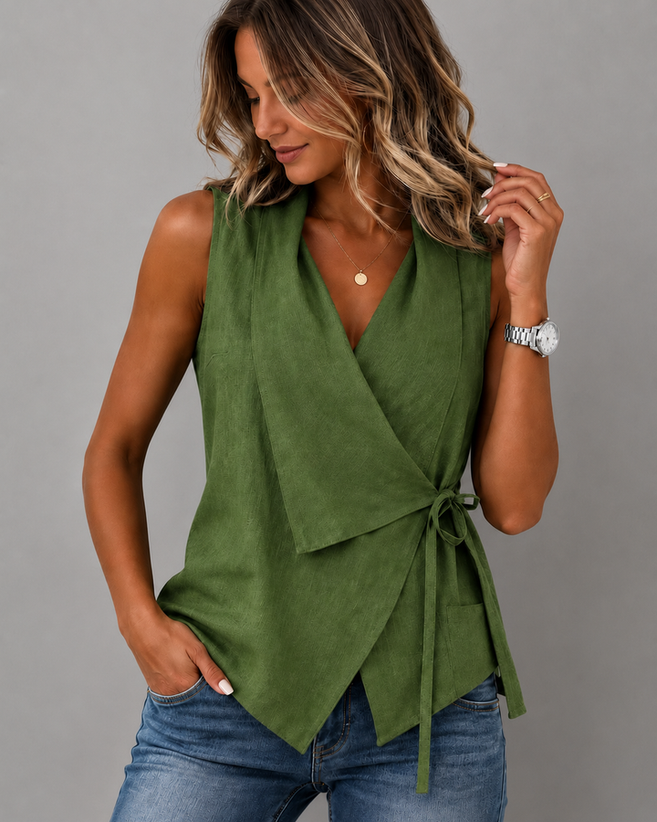 Cove | Sleeveless Wrap Tie Blouse