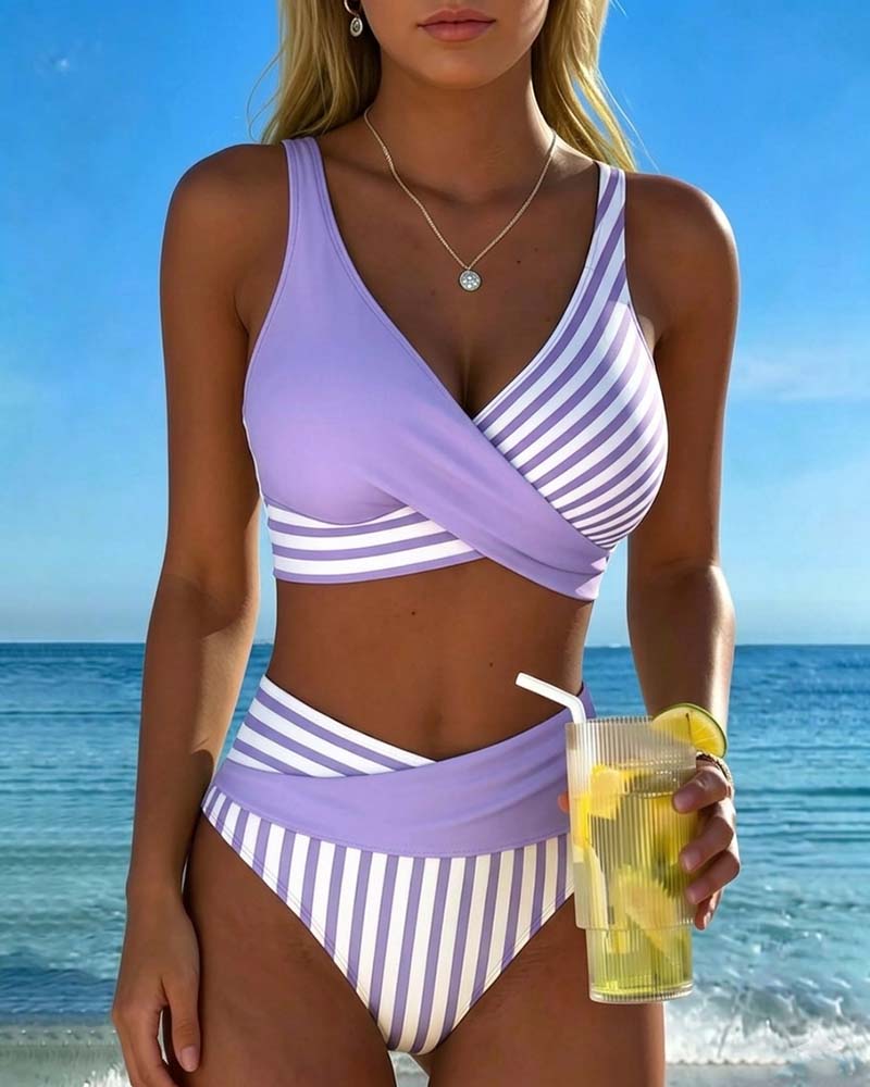 Xena | Crossed-Stripe Print Bikini