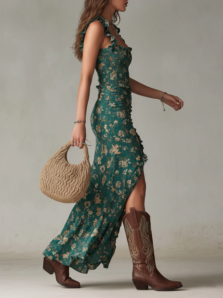 Verdessa | Green Boho Maxi Dress