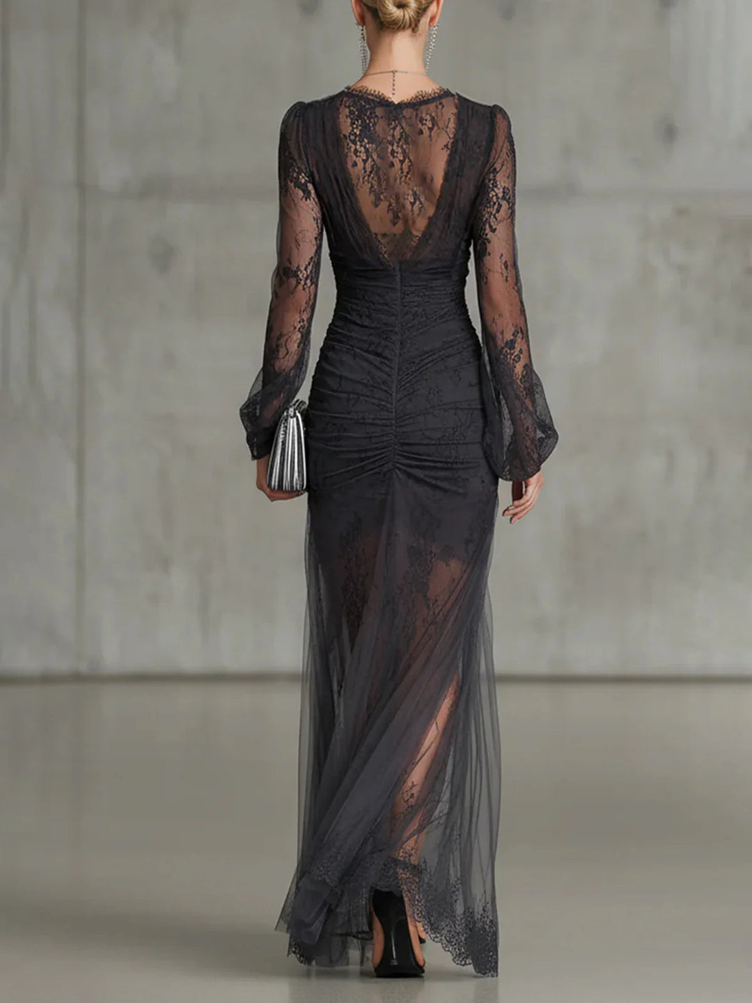 Greycienne | Dark Grey Lace Maxi