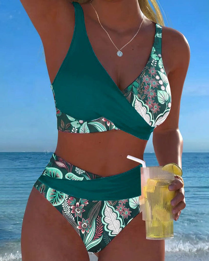 Nina | Contrast-Colour Floral Bikini