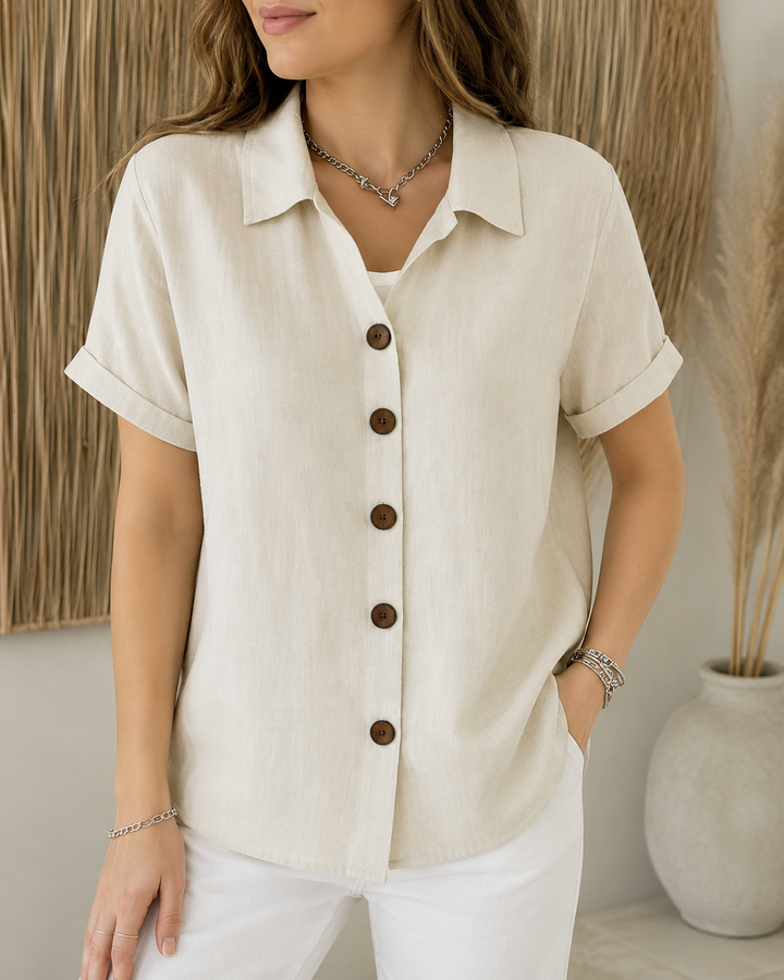 Barrine | Relaxed Button Linen Blouse