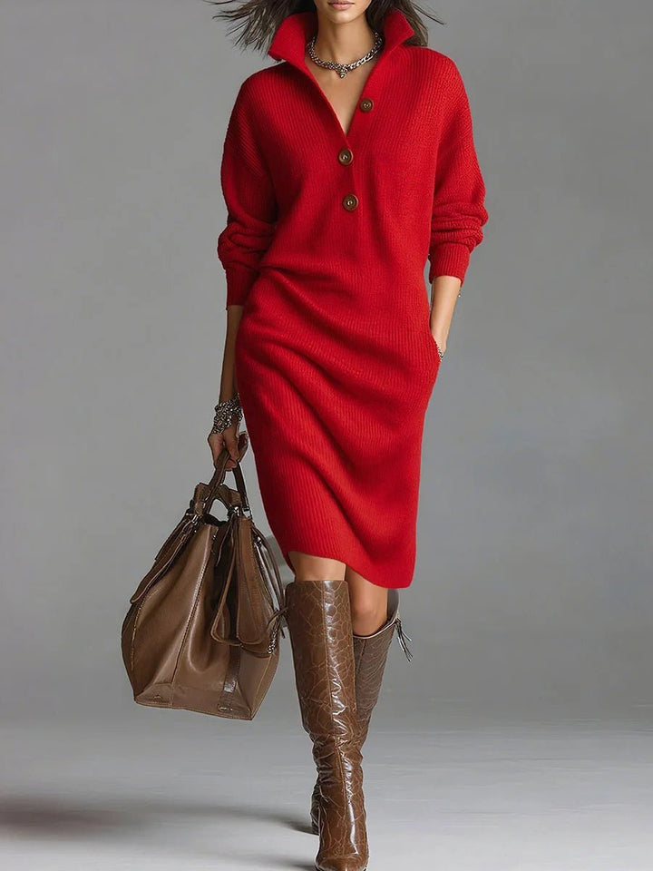 Elisa | Ribbed Knit Midi Dress