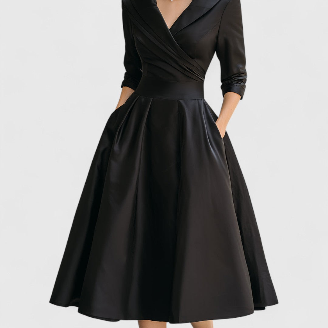 Marley Quinn | Midi Dress with Crossover Bodice and V-Neck