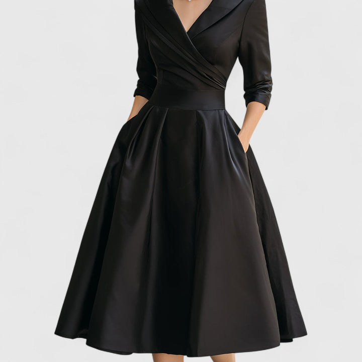 Marley Quinn | Midi Dress with Crossover Bodice and V-Neck