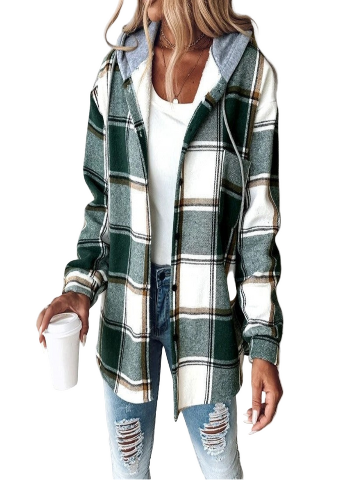 Carys | Warm Cosy Hooded Check Jacket