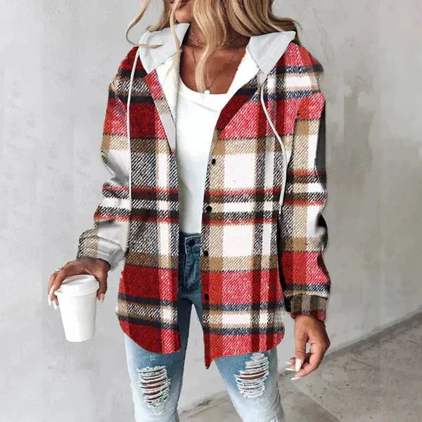 Carys | Warm Cosy Hooded Check Jacket