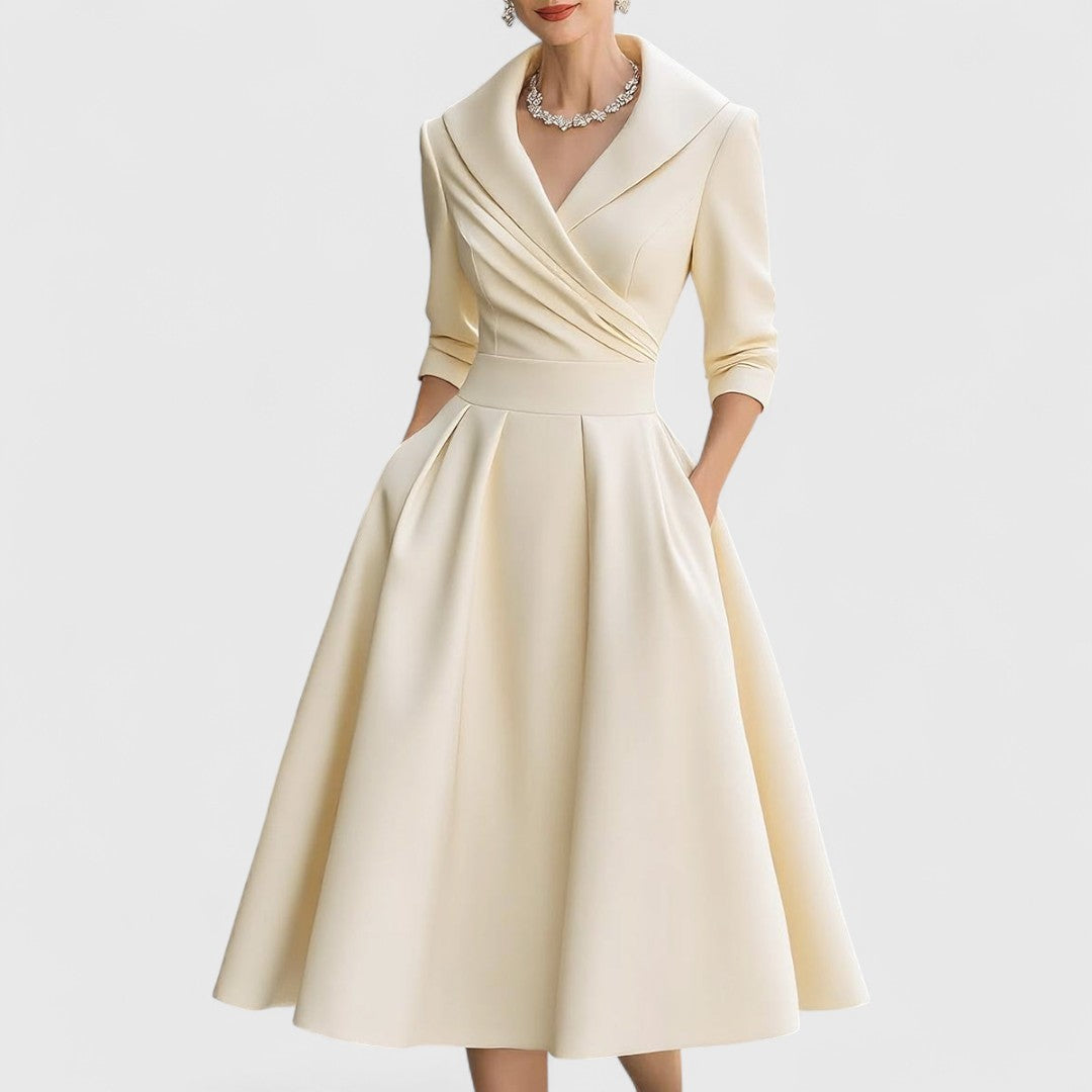 Marley Quinn | Midi Dress with Crossover Bodice and V-Neck