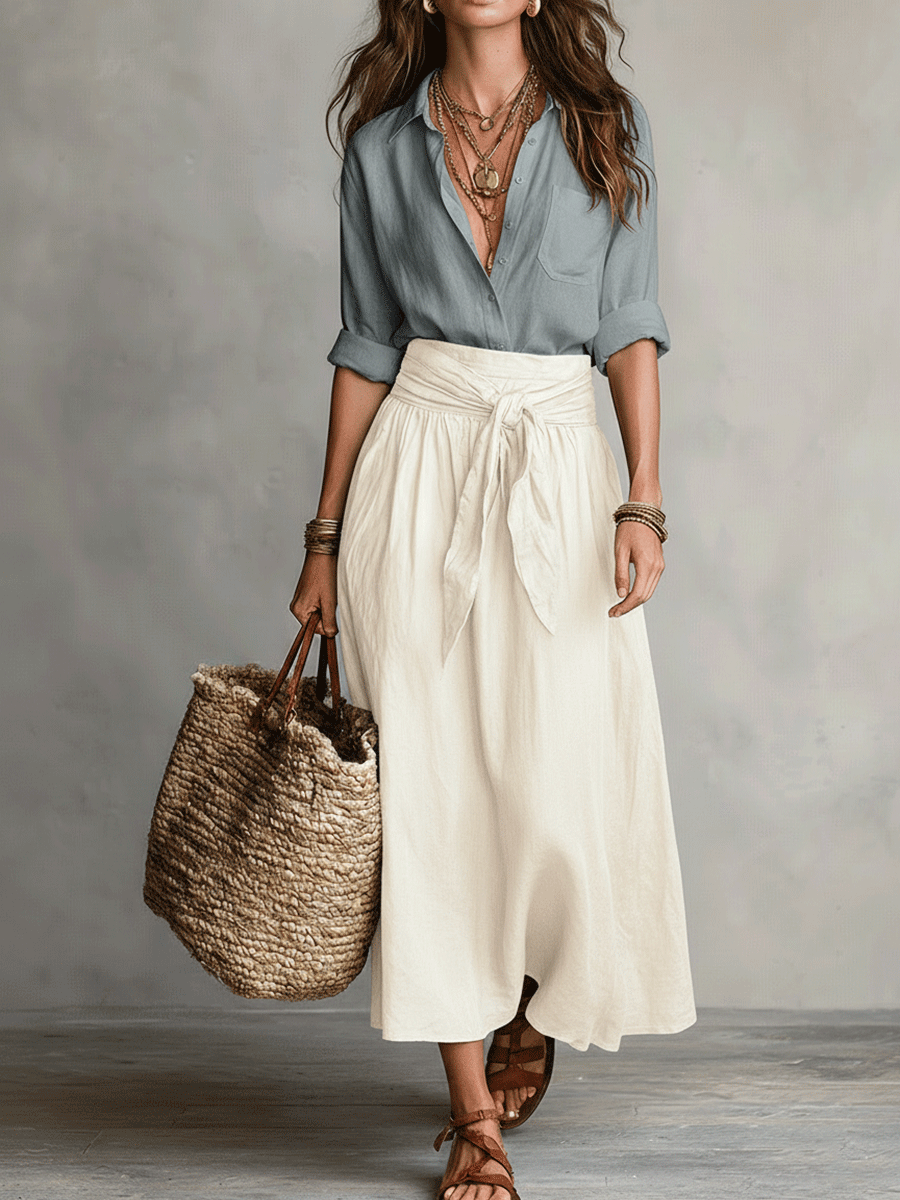 Kit | Satin Midi Skirt & Blouse Set