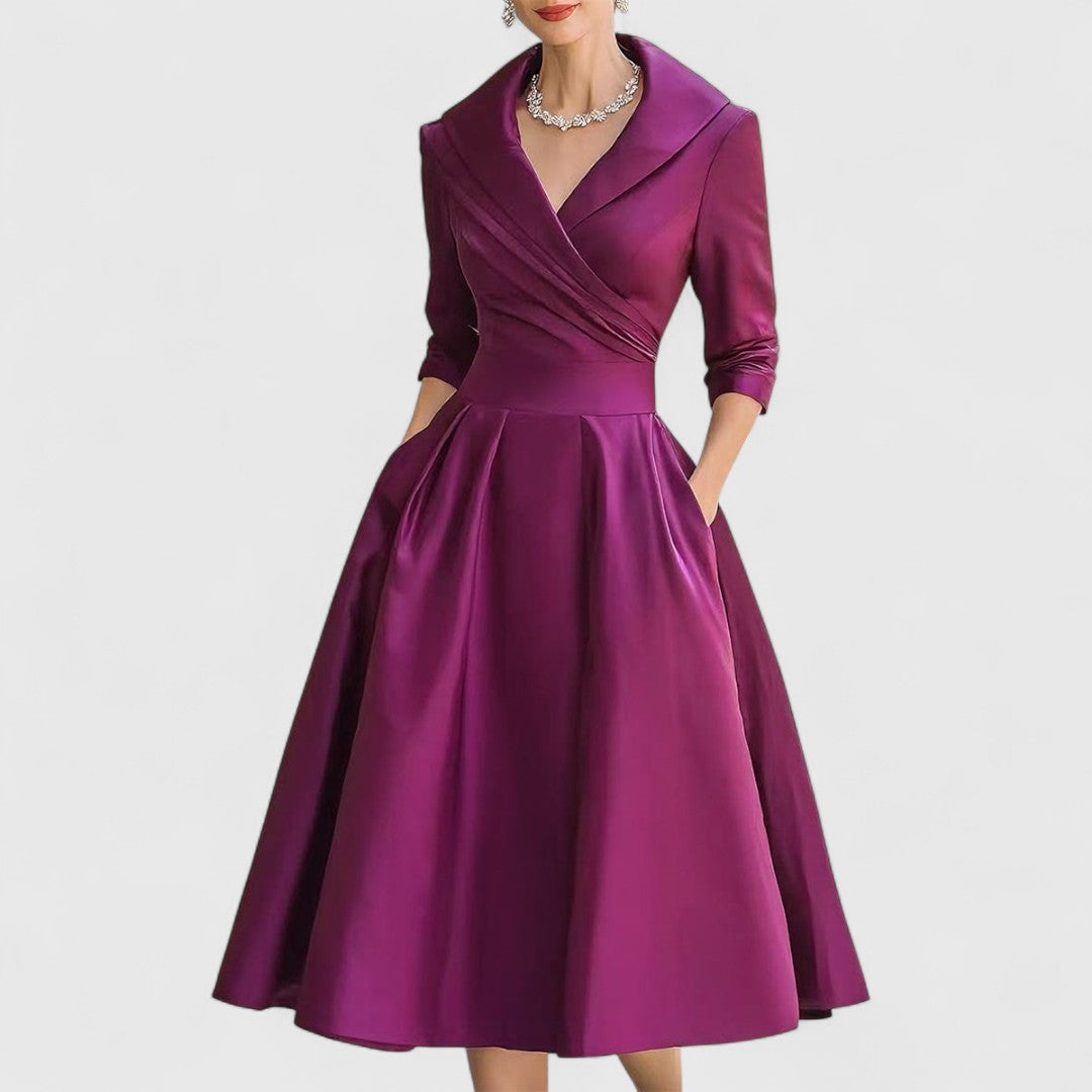 Marley Quinn | Midi Dress with Crossover Bodice and V-Neck