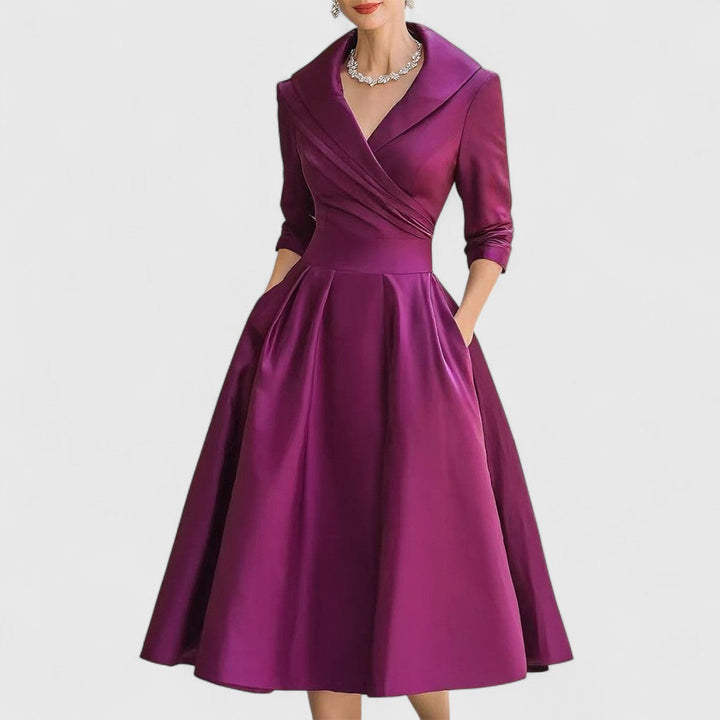 Marley Quinn | Midi Dress with Crossover Bodice and V-Neck
