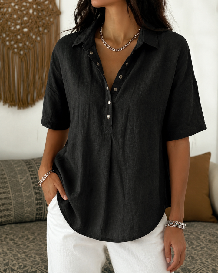 Cerise | Airy Linen Camp Shirt
