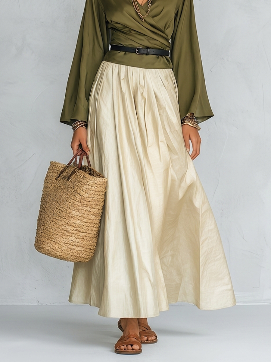 Faye | Olive Wrap Bohemian Maxi Set