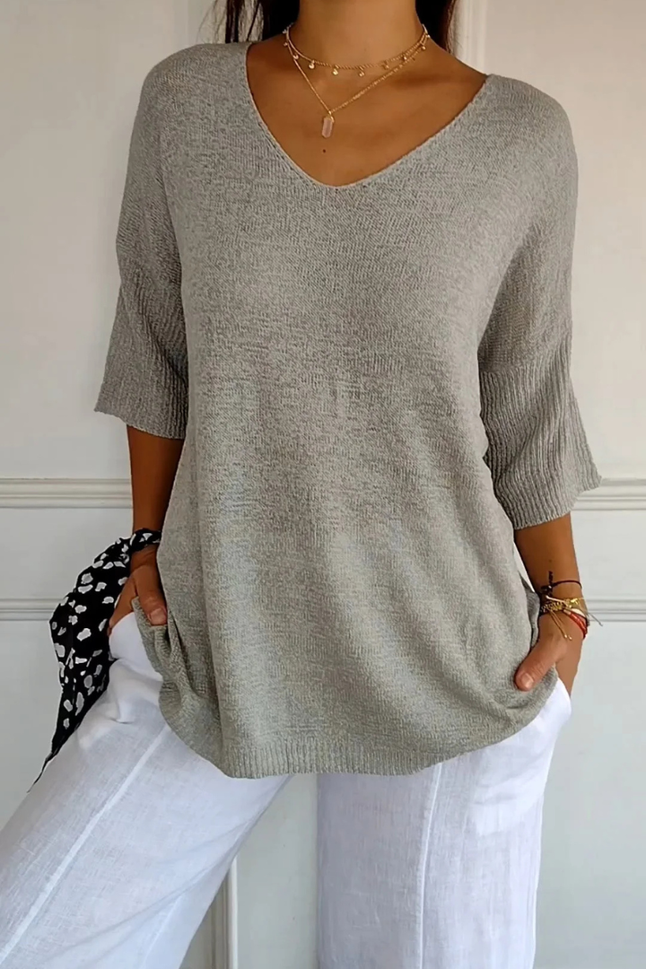 Allira | Soft V Neck Knit Top
