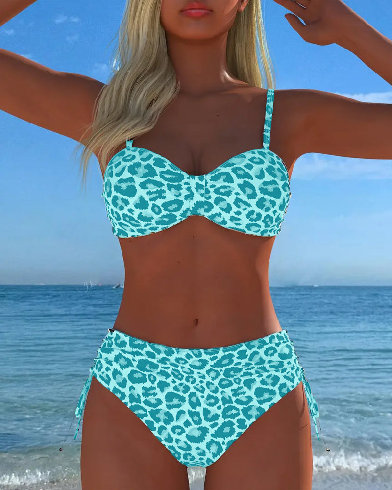 Poppy | Knot-Front Leopard Two-Piece Swimsuit