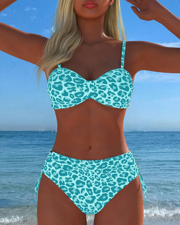 Poppy | Knot-Front Leopard Two-Piece Swimsuit