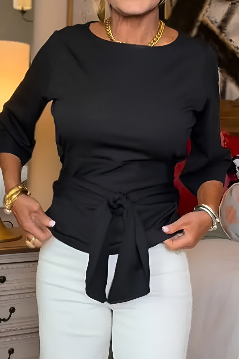 Lennox | Tie Waist Boat Neck Top