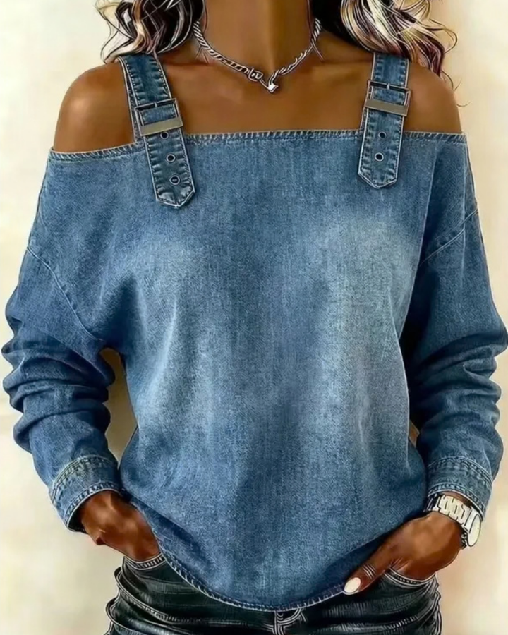 Ginger | Off Shoulder Denim Strap Top