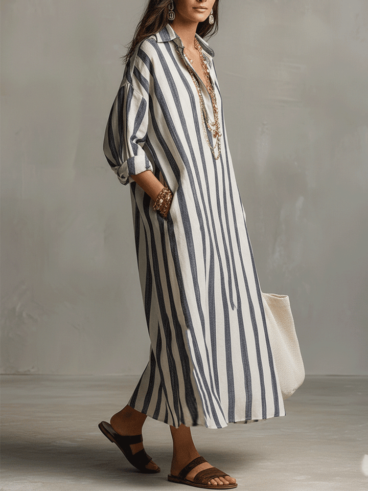 Sadie | Striped Shirt Maxi Dress