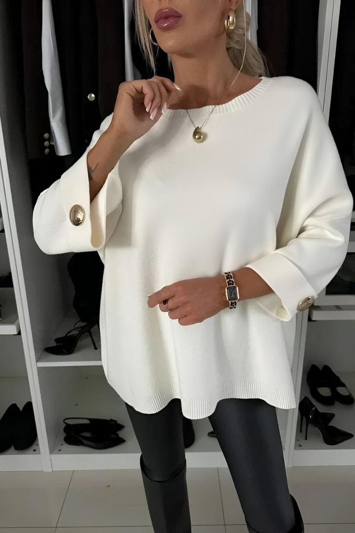Coorah | Soft Button Cuff Knit Top