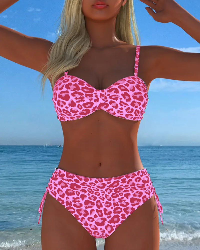 Poppy | Knot-Front Leopard Two-Piece Swimsuit