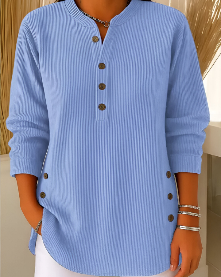 Lorne | Ribbed Button Placket Knit Top