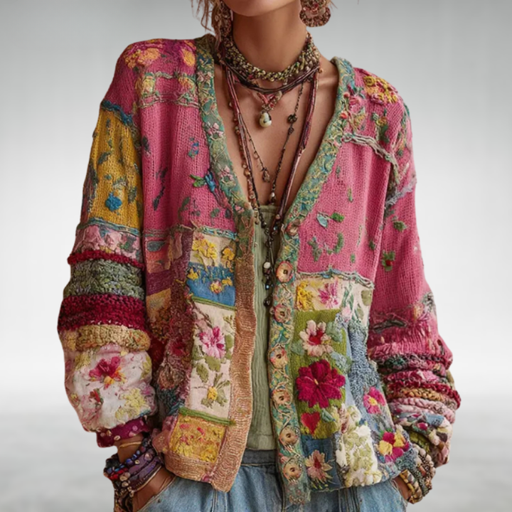 Patchwork Knit Cardigan