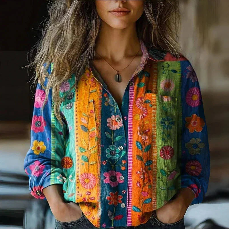 Lacey | Bohemian Printed Button Shirt