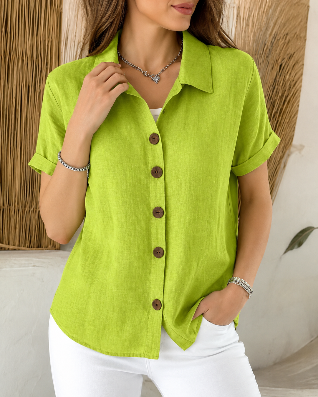 Barrine | Relaxed Button Linen Blouse