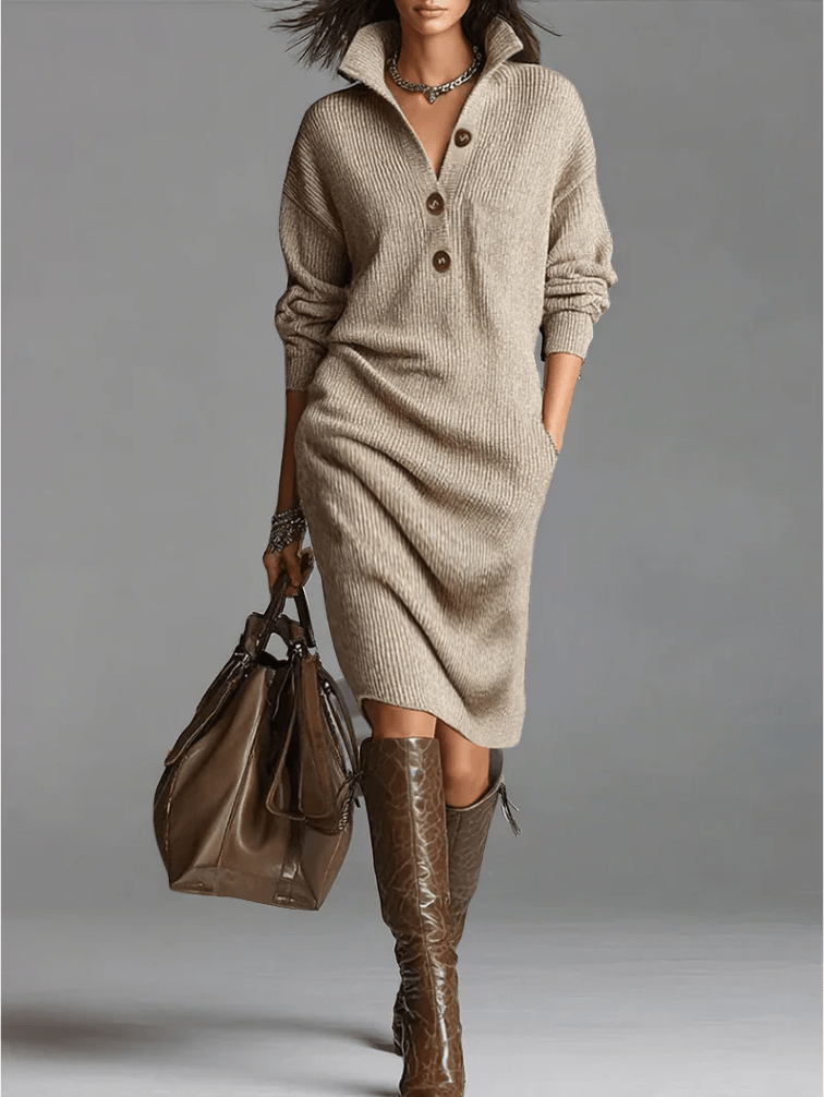 Elisa | Ribbed Knit Midi Dress