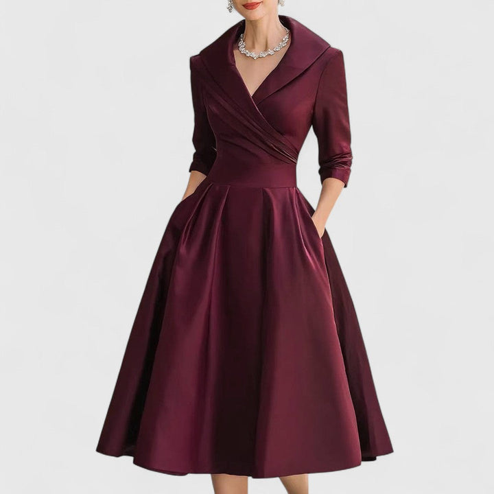 Marley Quinn | Midi Dress with Crossover Bodice and V-Neck