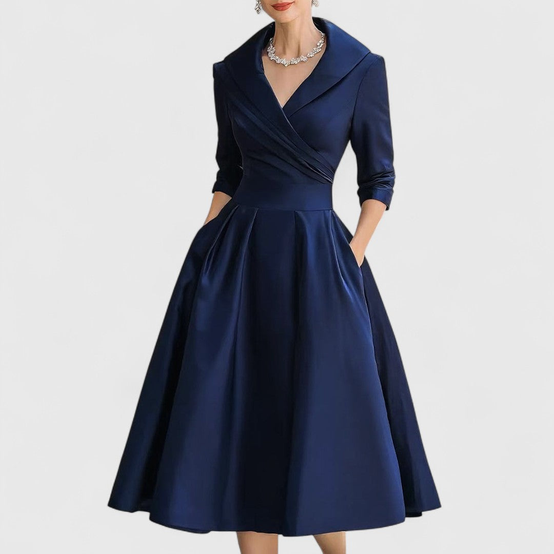 Marley Quinn | Midi Dress with Crossover Bodice and V-Neck