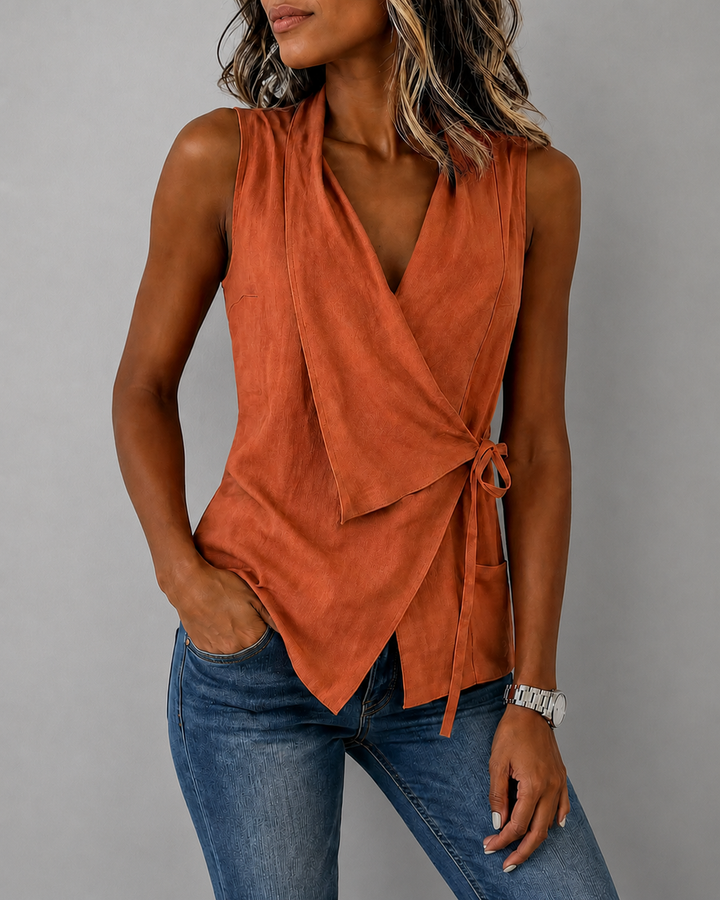 Cove | Sleeveless Wrap Tie Blouse