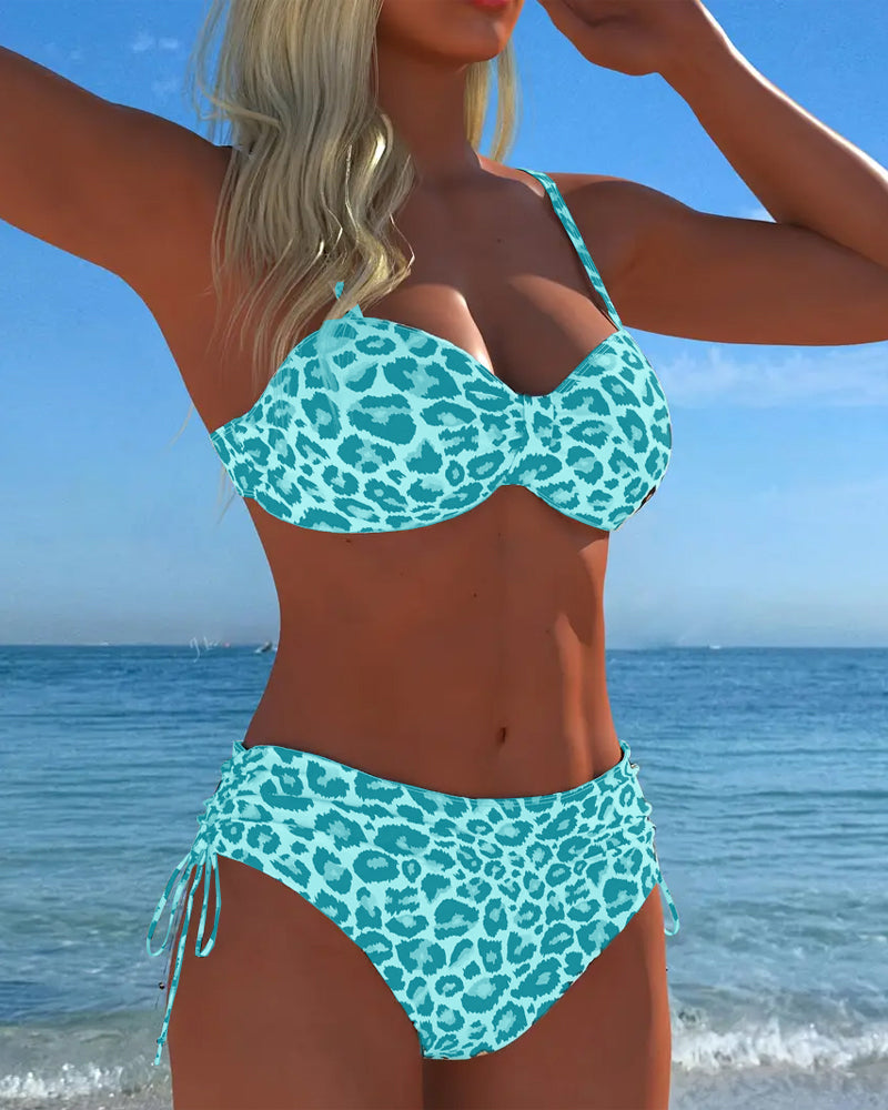 Poppy | Knot-Front Leopard Two-Piece Swimsuit