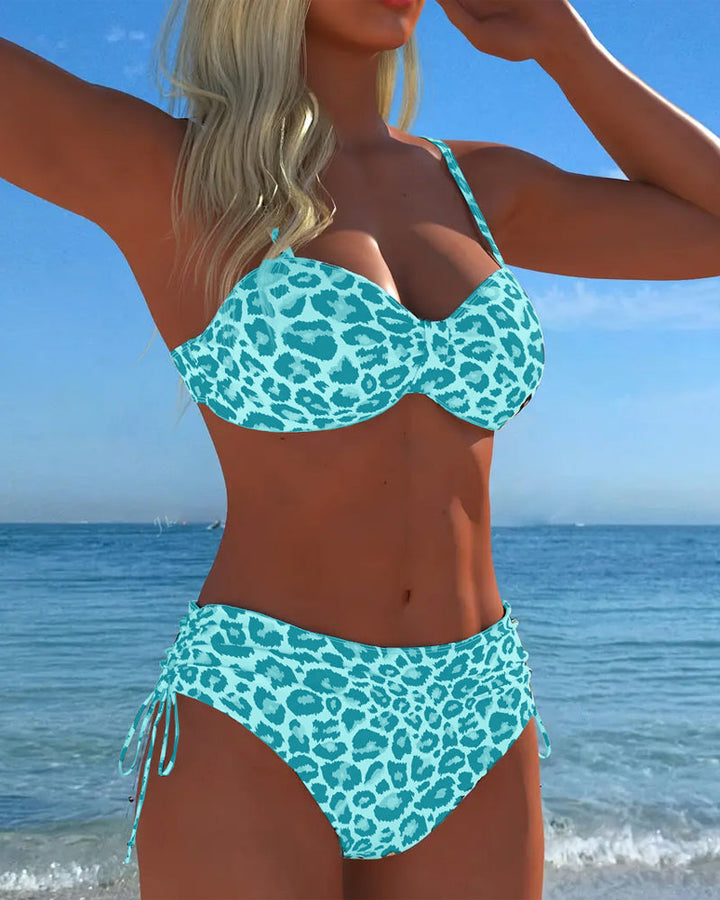 Poppy | Knot-Front Leopard Two-Piece Swimsuit