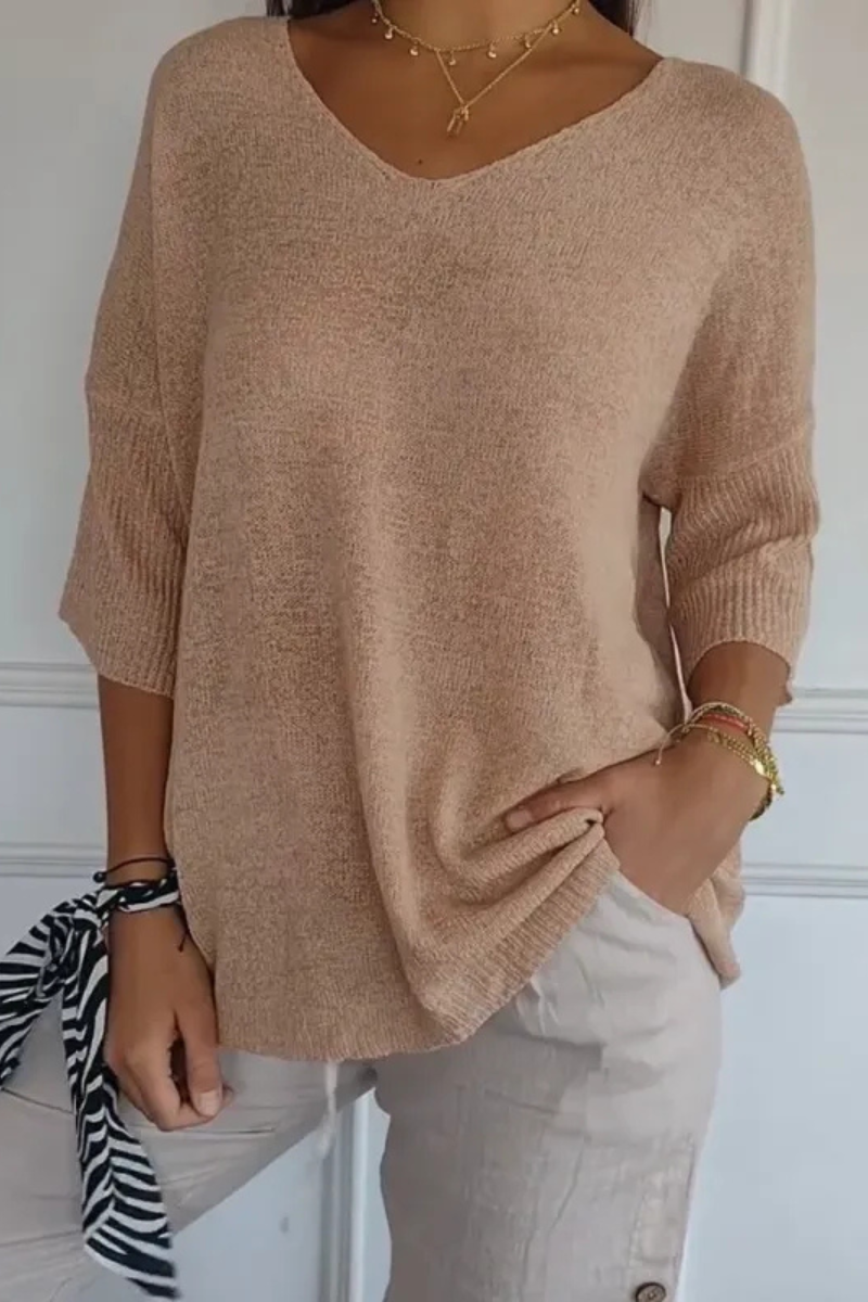 Allira | Soft V Neck Knit Top