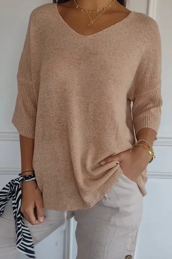 Allira | Soft V Neck Knit Top