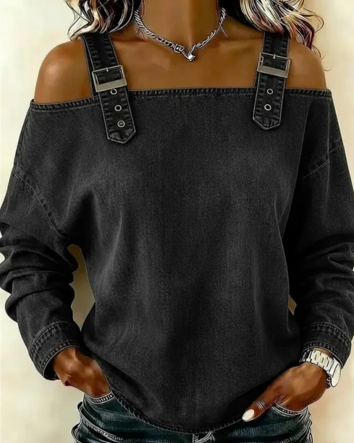 Ginger | Off Shoulder Denim Strap Top