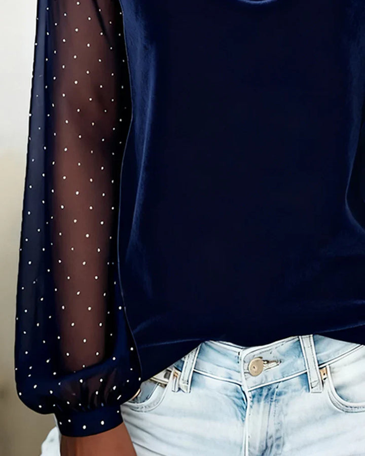 Emmerson | Draped Mesh Sleeve Evening Top