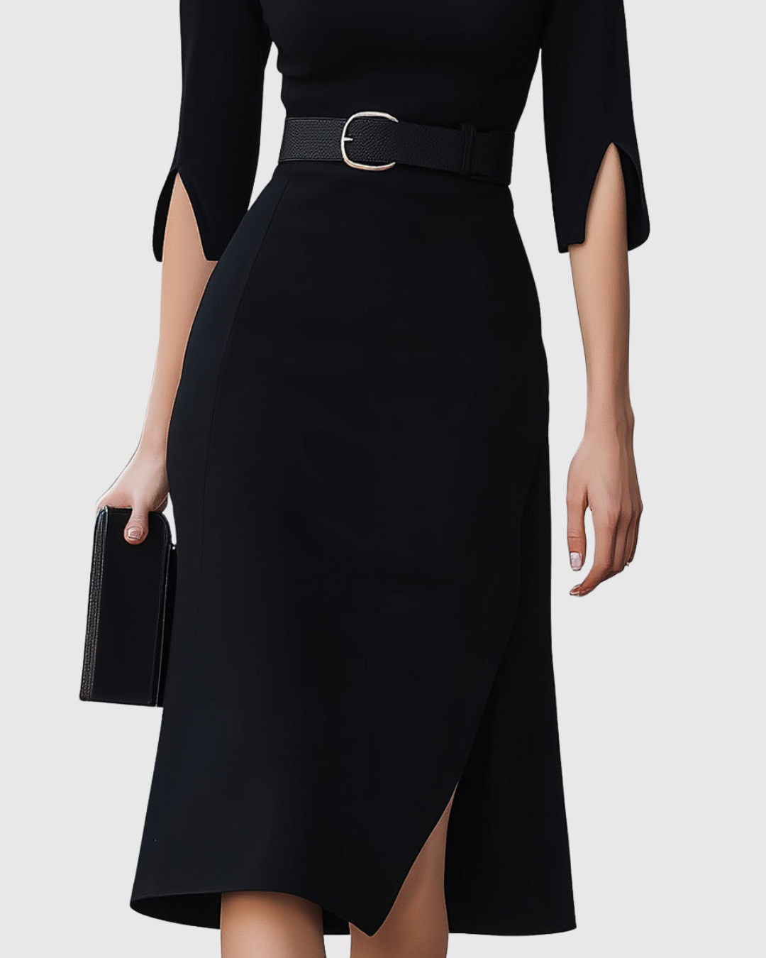 Bronwyn | Classic Black Midi Dress