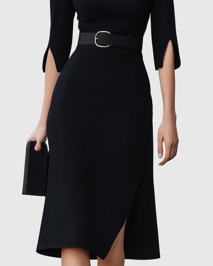 Bronwyn | Classic Black Midi Dress