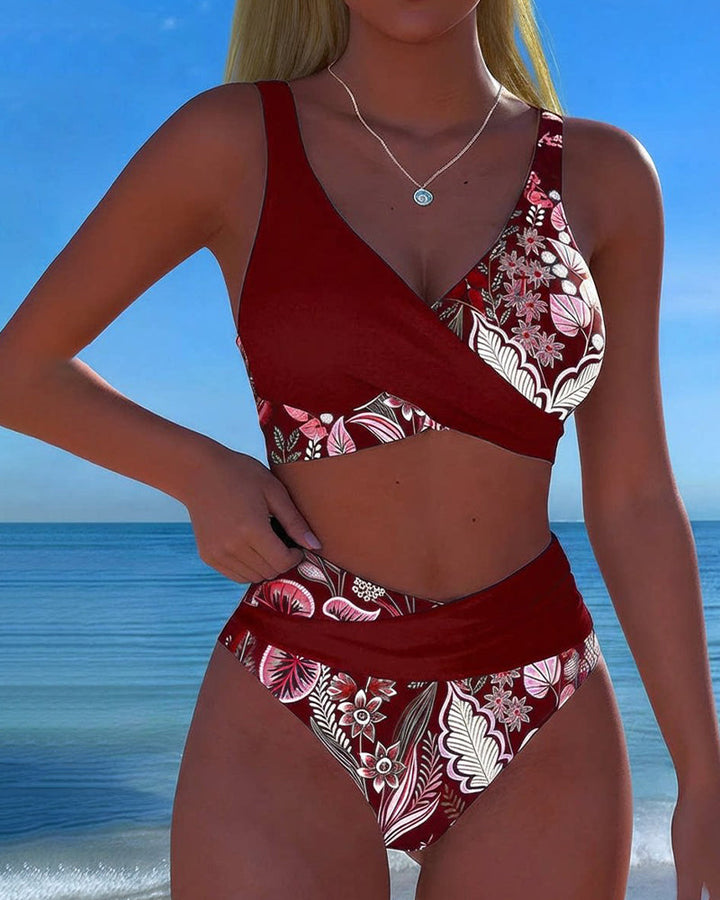 Nina | Contrast-Colour Floral Bikini