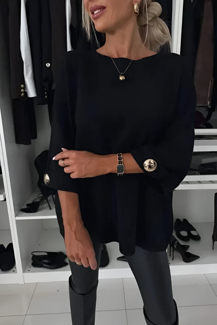 Coorah | Soft Button Cuff Knit Top
