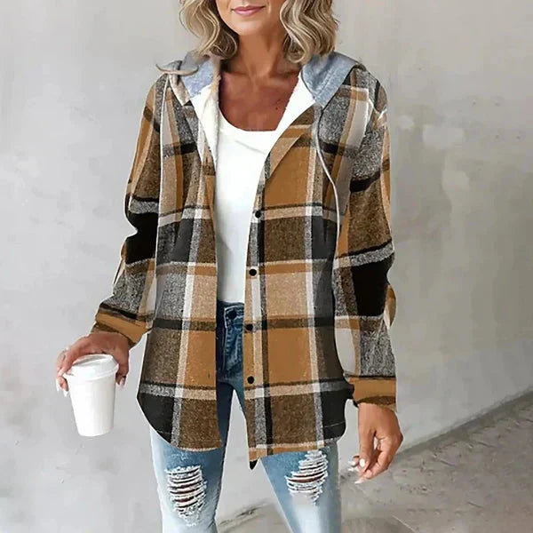 Carys | Warm Cosy Hooded Check Jacket