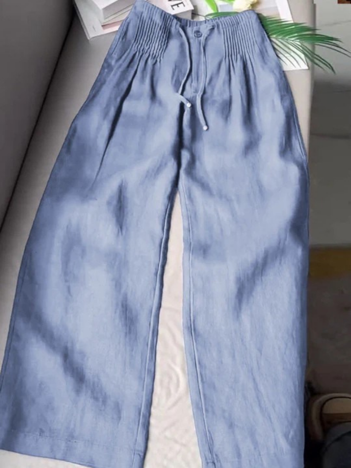 Zora | Flowing Wide Leg Pants with Shirred Waist
