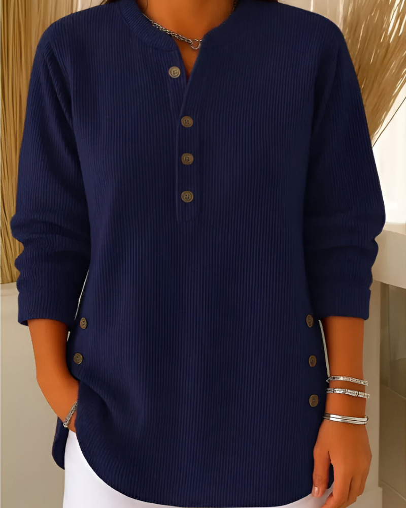 Lorne | Ribbed Button Placket Knit Top
