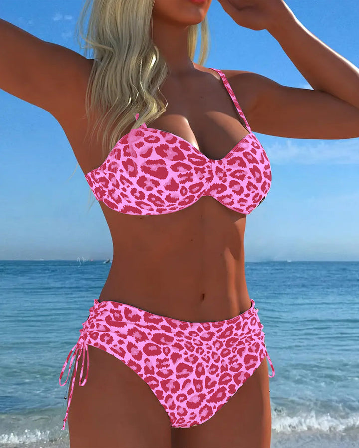 Poppy | Knot-Front Leopard Two-Piece Swimsuit